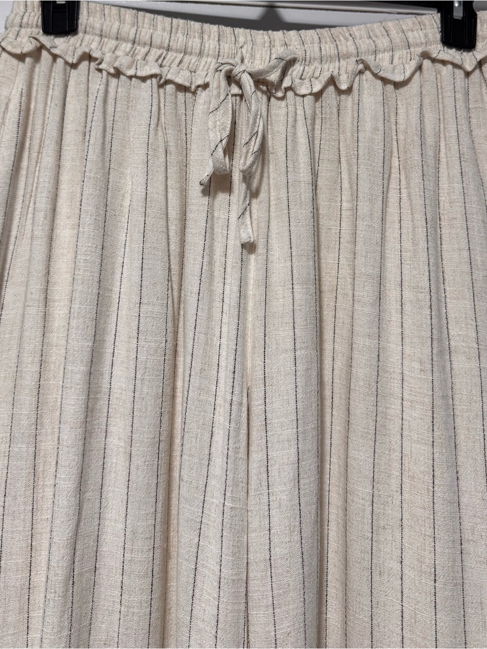 Pink Lily Cream Wide-Leg Linen Blend Pants - Picture 3 of 11